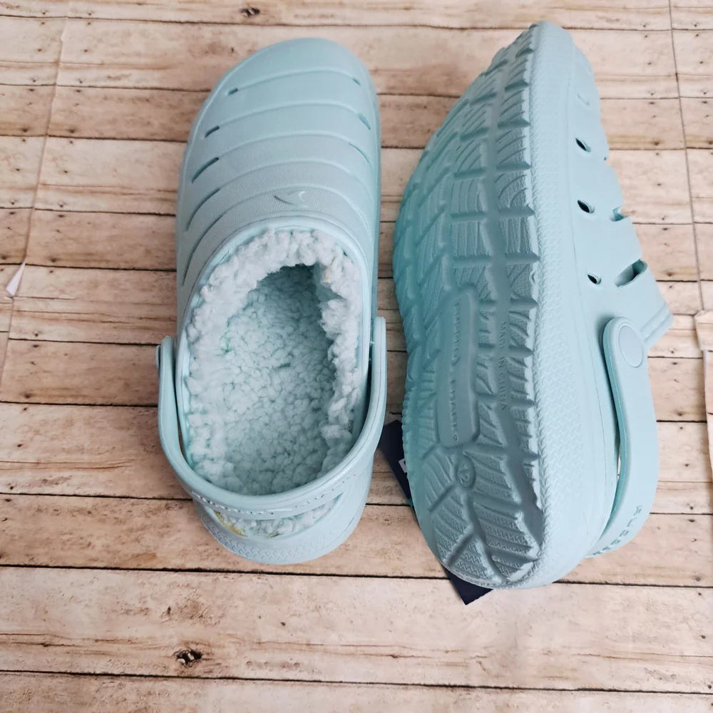 Rugged Shark Toddler Big Kids Lined Clogs Aqua Slippers Sandals Mint Green